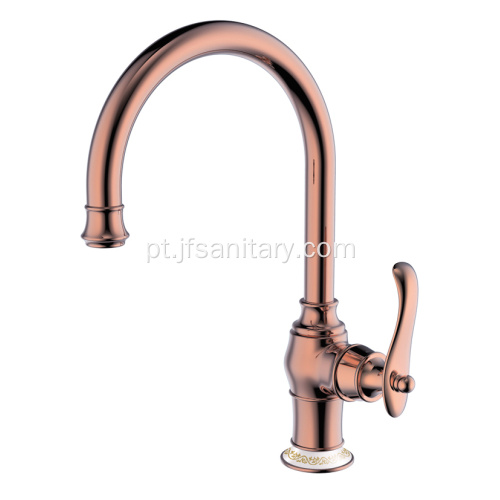 Brass Único Furaco Cozinha Torneira Faucet Rose Gold